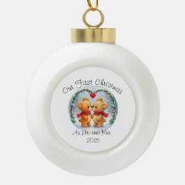 Onze eerste kerst als mijnheer en mevrouw – 2025 keramische bal ornament