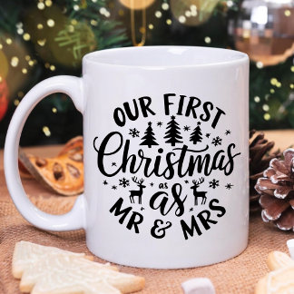 Onze eerste kerst als mijnheer en mevrouw Nieuwget Koffiemok