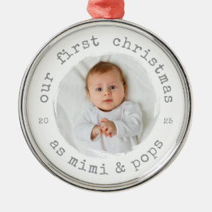 Onze eerste kerst als Mimi & Oma/Opa 2025 Foto Metalen Ornament
