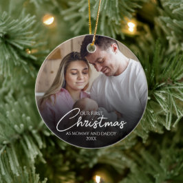 Onze Eerste Kerst Als Moeder En Vader Foto Keramisch Ornament