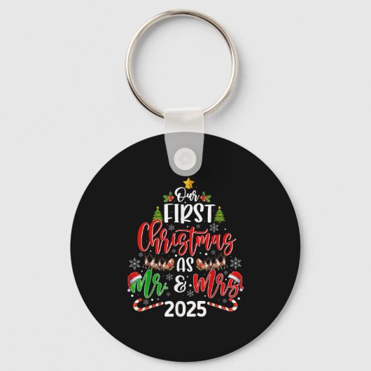 Onze eerste kerst als Mr& Mrs 2025 Xmas Coup Sleutelhanger (Voorkant)