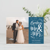 Onze eerste kerst als Mr. en mevrouw Feestdagenkaart (Staand voorkant)
