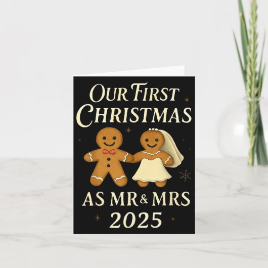 Onze eerste kerst als Mr en Mrs 2025 Pas getrouwd Kaart (Voorkant)