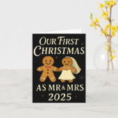 Onze eerste kerst als Mr en Mrs 2025 Pas getrouwd Kaart (Gele Bloem)