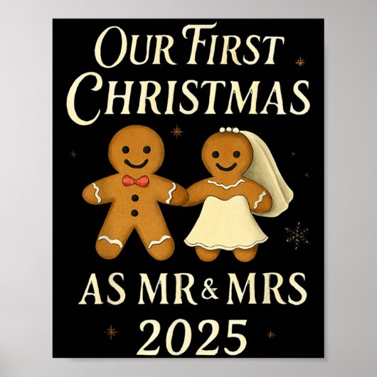 Onze eerste kerst als Mr en Mrs 2025 Pas getrouwd Poster (Voorkant)