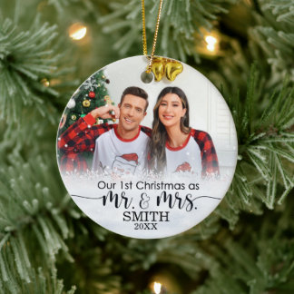 Onze eerste kerst als Mr en Mrs Ceramic Ornament