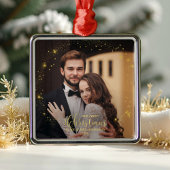 Onze eerste kerst als Mr. en Mrs. Foto Ornament