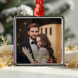 Onze eerste kerst als Mr. en Mrs. Foto Ornament