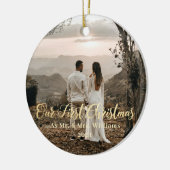 Onze eerste kerst als Mr. en Mrs. Foto Ornament (Links)