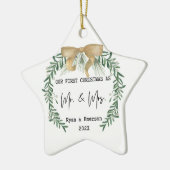 Onze eerste kerst als Mr en Mrs Holiday krans Keramisch Ornament (Links)