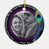 Onze eerste kerst als MR en MRS PHOTO Peacocks Keramisch Ornament (Voorkant)