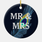 Onze eerste kerst als MR en MRS PHOTO Peacocks Keramisch Ornament (Achterkant)