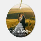 Onze eerste kerst als Mr. en Mrs. Simple Elegant Keramisch Ornament (Links)