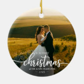 Onze eerste kerst als Mr. en Mrs. Simple Elegant Keramisch Ornament (Achterkant)