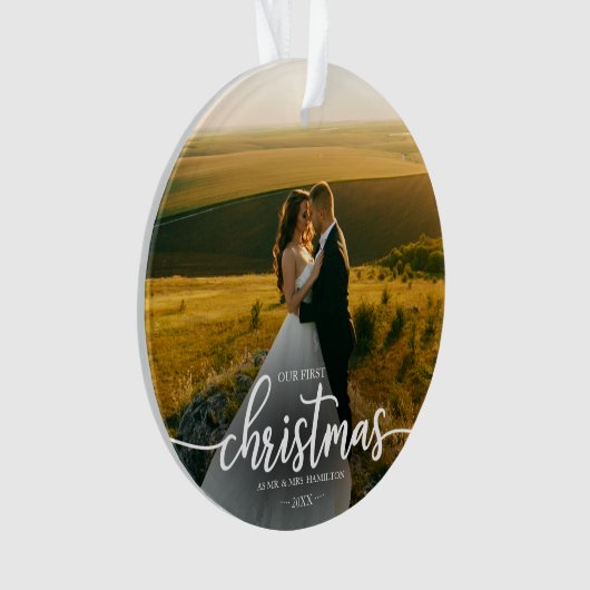 Onze eerste kerst als Mr. en Mrs. Simple Elegant Ornament (voorkant)