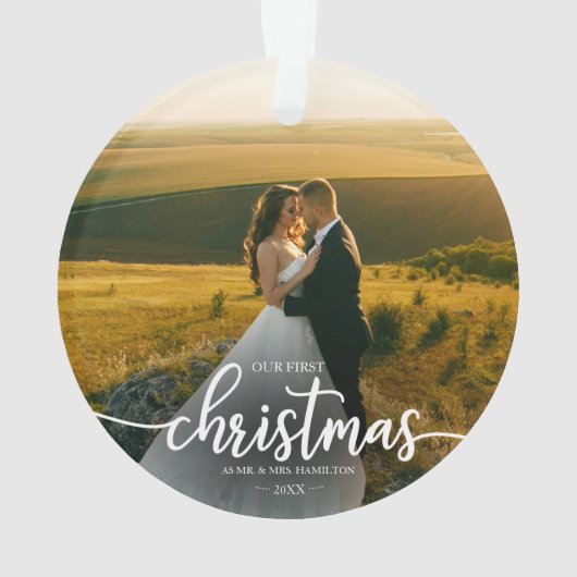Onze eerste kerst als Mr. en Mrs. Simple Elegant Ornament (achterkant)
