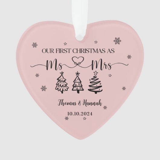 Onze eerste kerst als Mr en Mrs Wedding Date Ornament (voorkant)