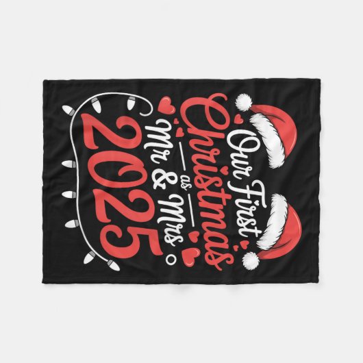 Onze eerste kerst als Mr. Mrs. 2025 Getrouwde Kopp Fleece Deken (Voorkant (Horizontaal))