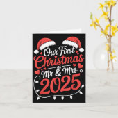 Onze eerste kerst als Mr. Mrs. 2025 Getrouwde Kopp Kaart (Gele Bloem)