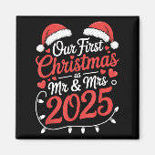Onze eerste kerst als Mr. Mrs. 2025 Getrouwde Kopp Magneet (Voorkant)