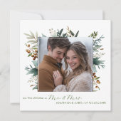 Onze eerste kerst als Mr & Mrs Botanical Feestdagenkaart (Voorkant)