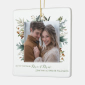Onze eerste kerst als Mr & Mrs Botanical Keramisch Ornament (Links)