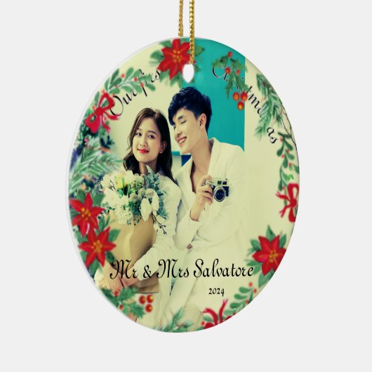 Onze eerste kerst als Mr & Mrs Ceramic ornament (Rechts)