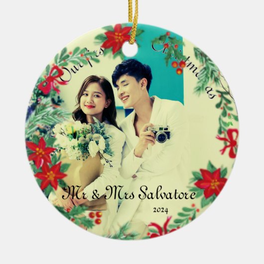 Onze eerste kerst als Mr & Mrs Ceramic ornament (Voorkant)