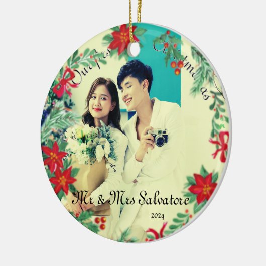 Onze eerste kerst als Mr & Mrs Ceramic ornament (Links)