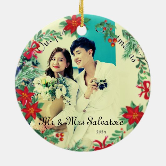 Onze eerste kerst als Mr & Mrs Ceramic ornament (Achterkant)