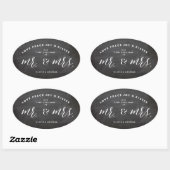 Onze eerste kerst als Mr & Mrs Chalkboard Holiday Ovale Sticker (Vel)