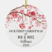 Onze eerste kerst als MR & MRS Cherry Blossom Keramisch Ornament (Voorkant)