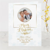 Onze eerste kerst als Mr. & Mrs Custom Photo Kaart (Gele Bloem)