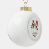 Onze eerste kerst als Mr. & Mrs Cute Snowman Keramische Bal Ornament (Links)