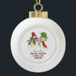 Onze eerste kerst als Mr. & Mrs Cute Snowman Keramische Bal Ornament<br><div class="desc">Cute and Romantic design met ONZE EERSTE CHRISTMAS-typografie,  schattige waterverf Snowmans (He & she) op een witte achtergrond met blauwe sneeuwvlokken. Het gebruik personaliseert hulpmiddel om uw info toe te voegen. Ga naar mijn droomkerstCollectie voor meer overeenkomende objecten.</div>