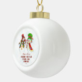 Onze eerste kerst als Mr. & Mrs Cute Snowman Keramische Bal Ornament (Rechts)