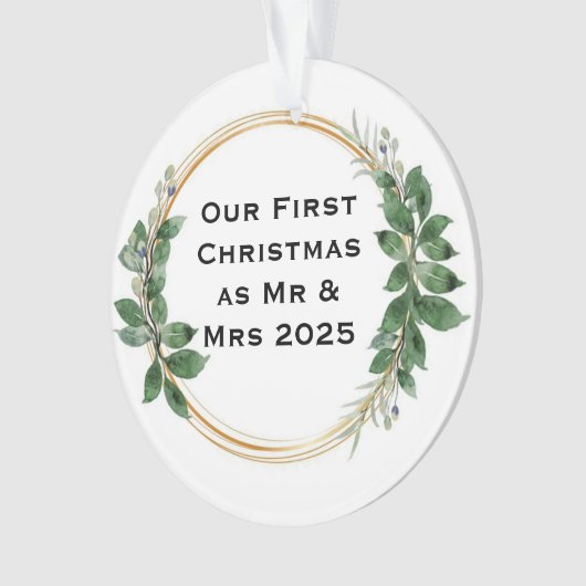 Onze eerste kerst als Mr & Mrs Elegant ornament (voorkant)