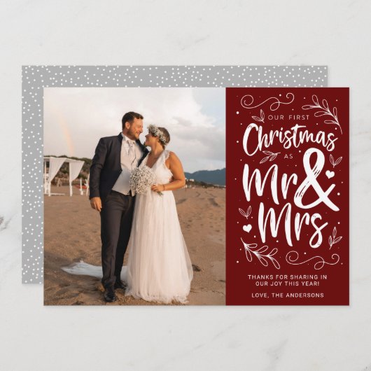Onze eerste kerst als Mr. & Mrs. Feestdagenkaart (Voorkant / Achterkant)
