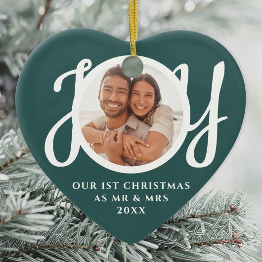 Onze eerste kerst als Mr & Mrs. Foto hartvormig Keramisch Ornament