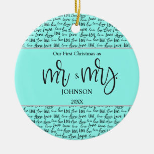 "Onze eerste kerst als Mr & Mrs" Gepersonaliseerde Keramisch Ornament