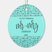 "Onze eerste kerst als Mr & Mrs" Gepersonaliseerde Keramisch Ornament (Links)