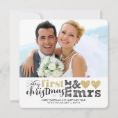 Onze eerste kerst als Mr & Mrs Gold Holiday Kaart (Voorkant)