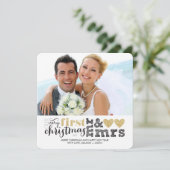 Onze eerste kerst als Mr & Mrs Gold Holiday Kaart (Staand voorkant)