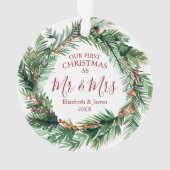Onze eerste kerst als Mr & Mrs Greenery krans Ornament (achterkant)