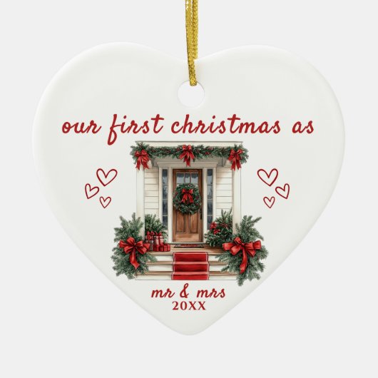 Onze eerste kerst als Mr & Mrs House Ornament (Voorkant)