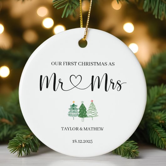 Onze eerste kerst als Mr & Mrs huwelijkscadeau Keramisch Ornament