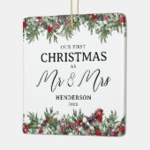 Onze eerste kerst als Mr & Mrs Keepsake Keramisch Ornament (Links)
