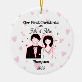 "Onze eerste kerst als Mr & Mrs" Keramische orname Keramisch Ornament (Voorkant)