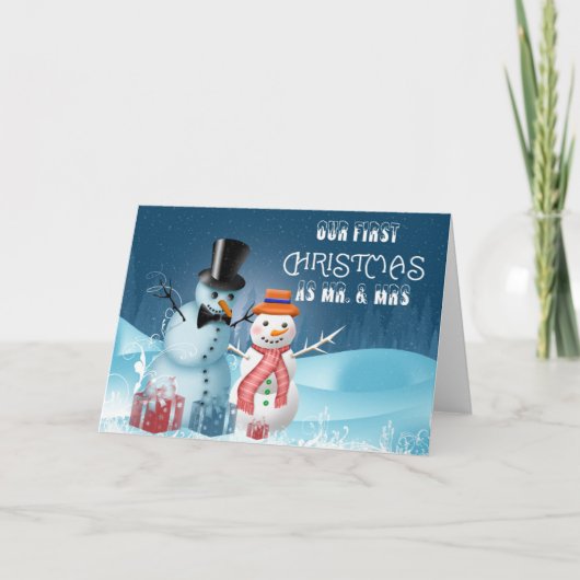 Onze eerste kerst als Mr. & Mrs Note Feestdagen Kaart (Voorkant)