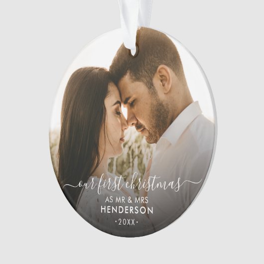 Onze eerste kerst als Mr & Mrs (of andere) foto Ornament (voorkant)